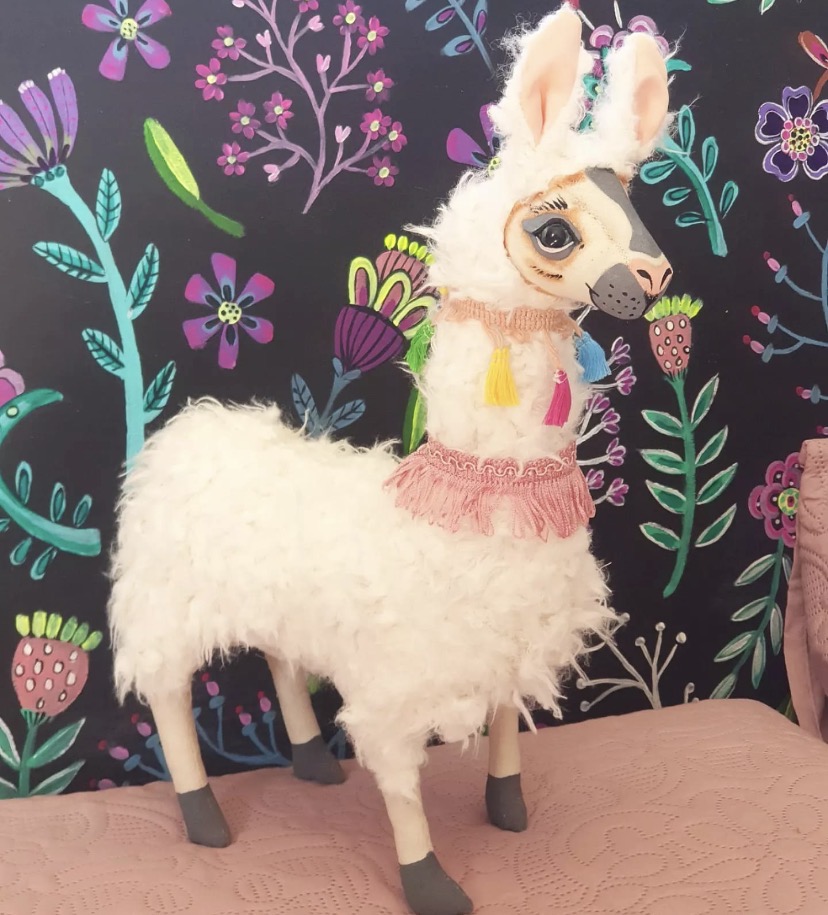 Handmade standing animals — hand-painted safari and party designs — Llama (25cm) – R490