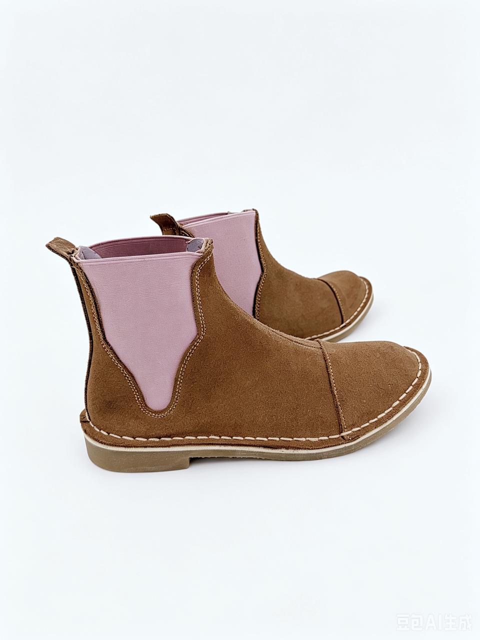 Nicky Boots for Ladies — handcrafted Chelsea-style leather boots — Brown with Pink Ribbing