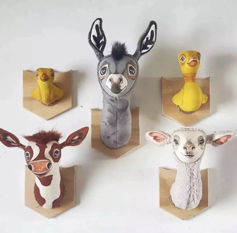 Handmade hand-painted farm animal wall art collection on wooden plaques