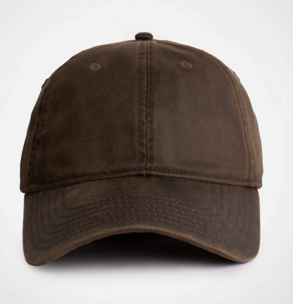Distressed brown cap with leather patch — Brown