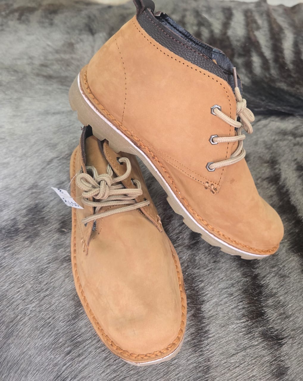 Bosvelder genuine leather lace-up ankle vellies in tan — Tan