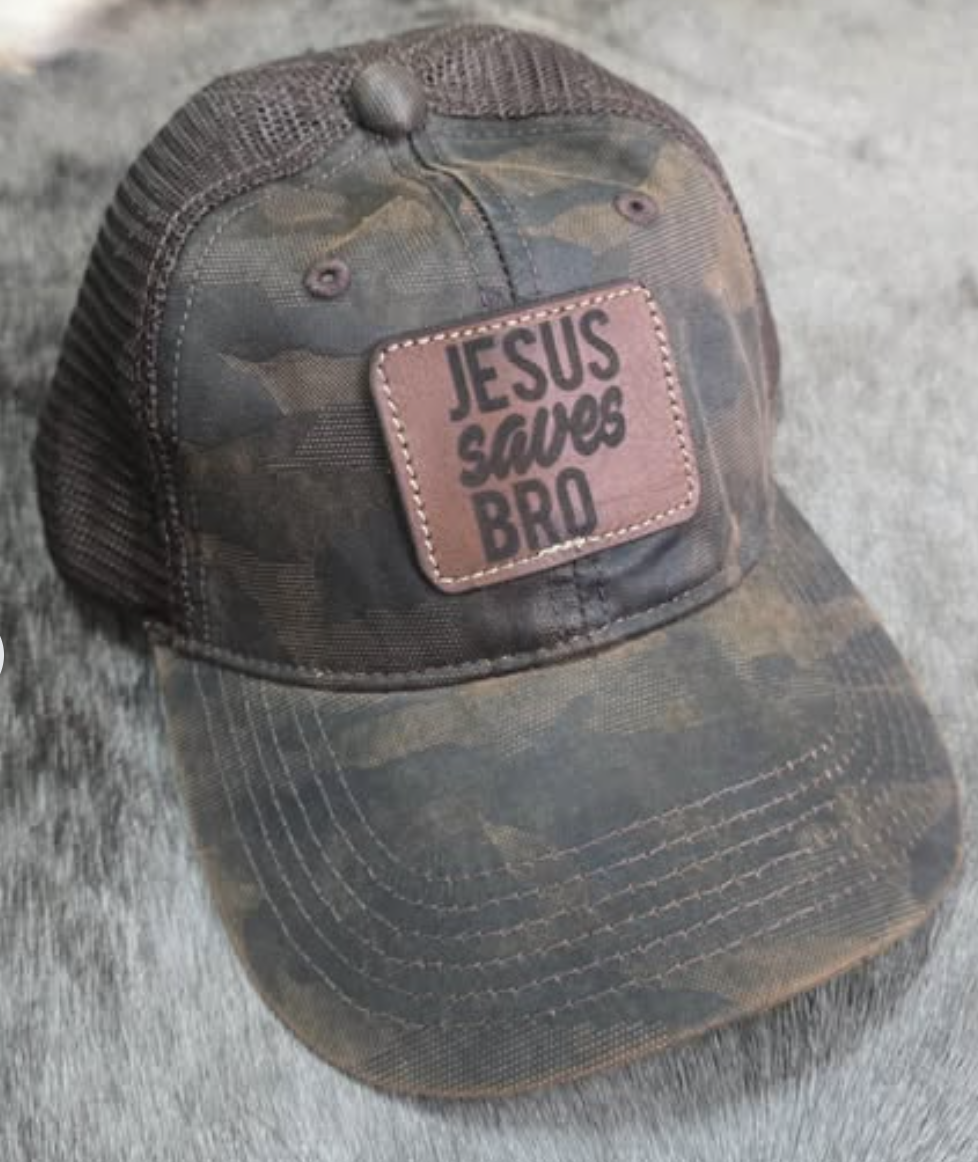 Jesus Saves Bro leather patch example
