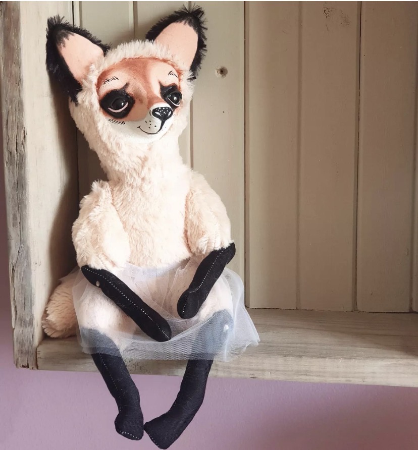 Handmade hand-painted jointed soft animal dolls — Pink Fox