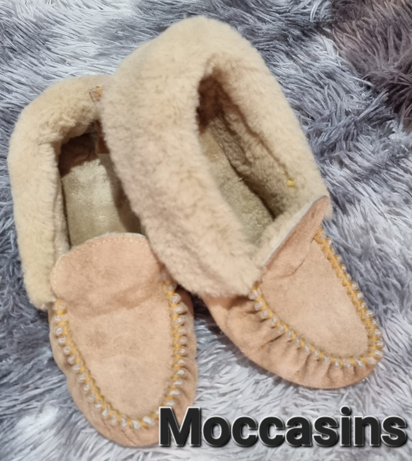 Handcrafted sheepskin moccasin slippers